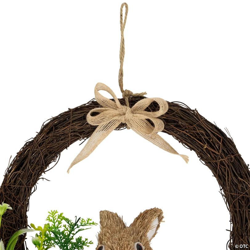 Floral Grapevine Spring Easter Wreath with Rabbit - 12