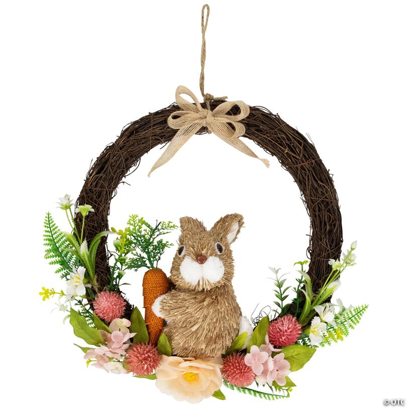 Floral Grapevine Spring Easter Wreath with Rabbit - 12