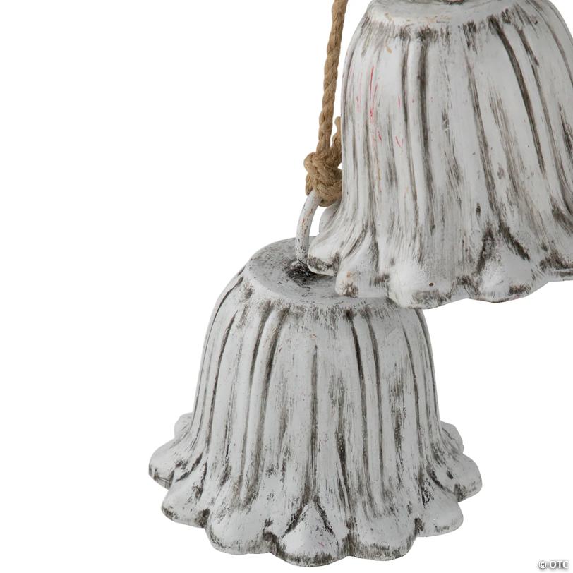 Fluted Bell Trio Christmas Decorations - 20" - White - Set of 2