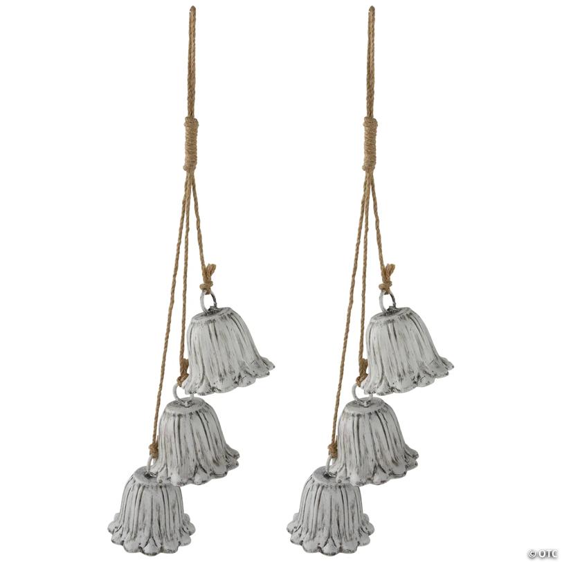 Fluted Bell Trio Christmas Decorations - 20" - White - Set of 2