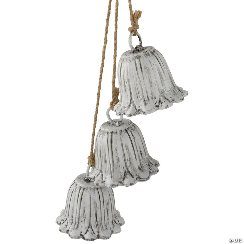 Fluted Bell Trio Christmas Decorations - 20" - White - Set of 2