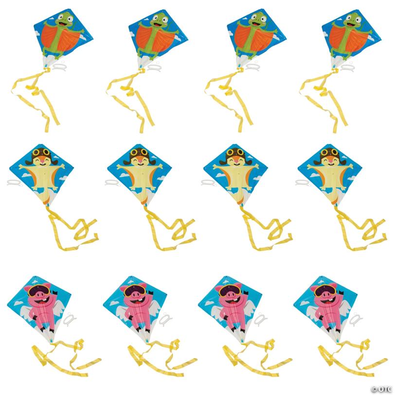 Flying Animal Kites with Tail - 12 Pc.