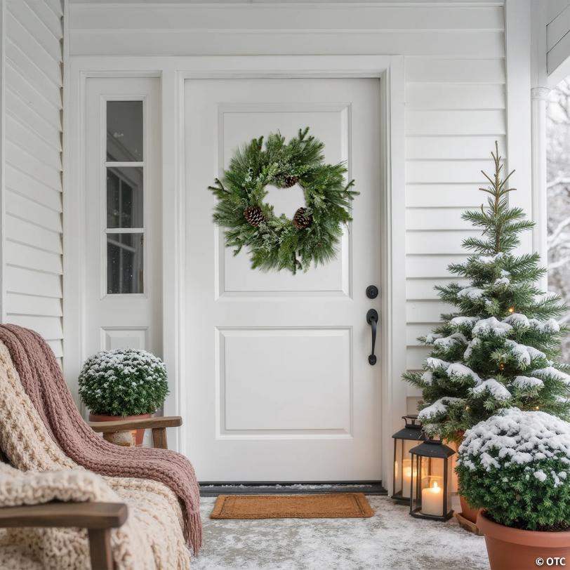 Frosted Mixed Pine and Cedar Artificial Christmas Wreath - 28" - Unlit
