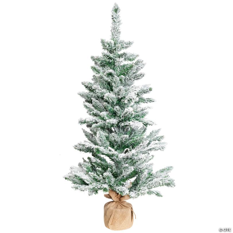 Frosted Pine Artificial Christmas Tree in Burlap Base - 3.5' - Unlit