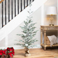 Frosted Slim Pine Artificial Christmas Tree in Burlap Base - 5' - Unlit
