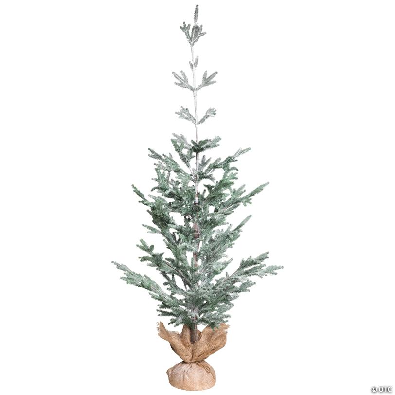 Frosted Slim Pine Artificial Christmas Tree in Burlap Base - 5' - Unlit