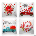 G128 18 x 18 In Valentine's Day Love Heart Waterproof Pillow Covers, Set of 4