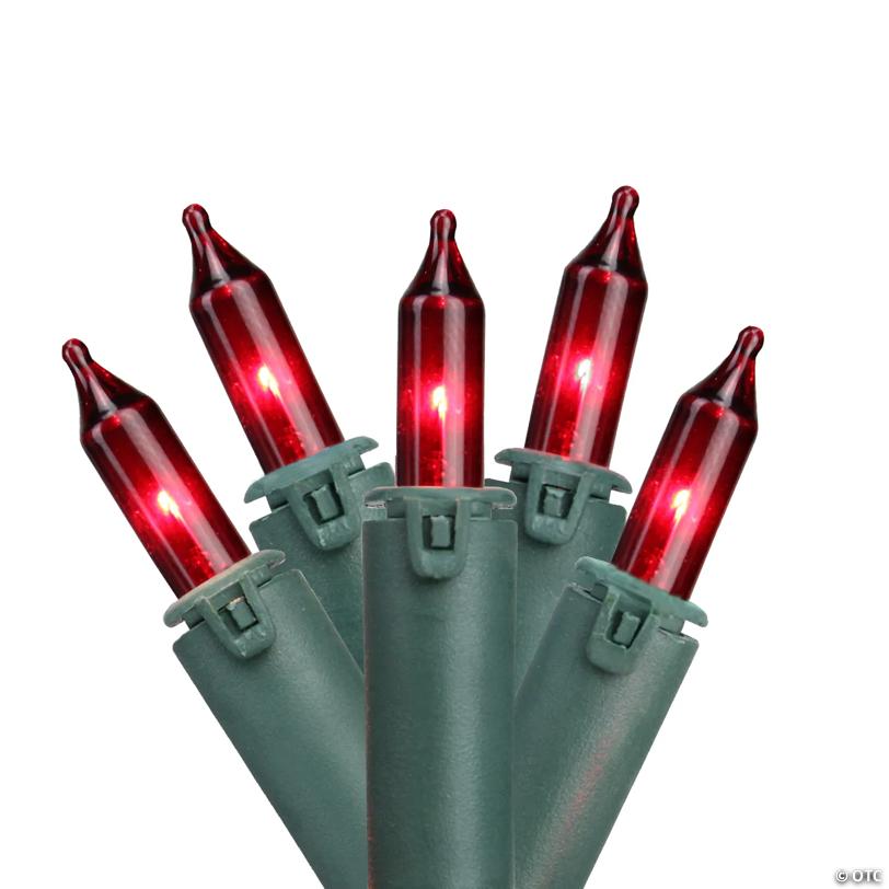 GKI/Bethlehem Lighting 100 Red Commercial Grade Mini Christmas Lights - 45.5 ft Green Wire