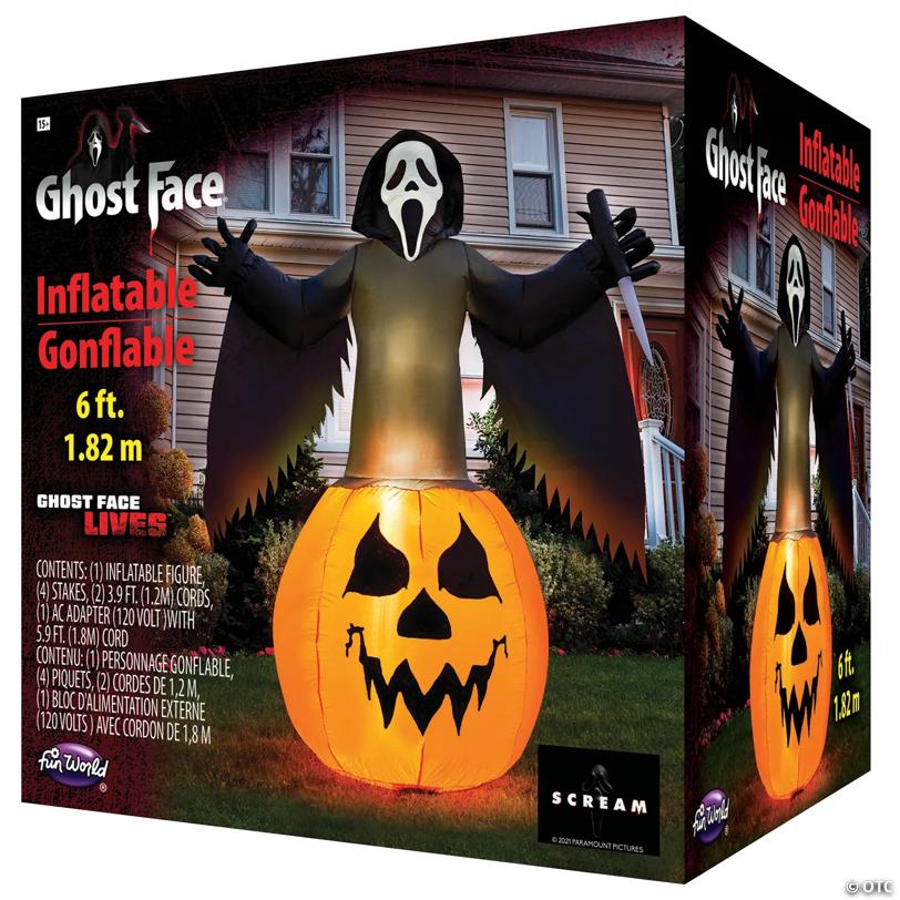 Ghost Face Pumpkin Lawn Inflatable UK