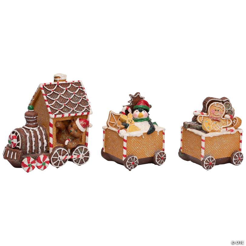 Gingerbread Candy Cane Train with Gingerbread Man Christmas Decoration - 5.5
