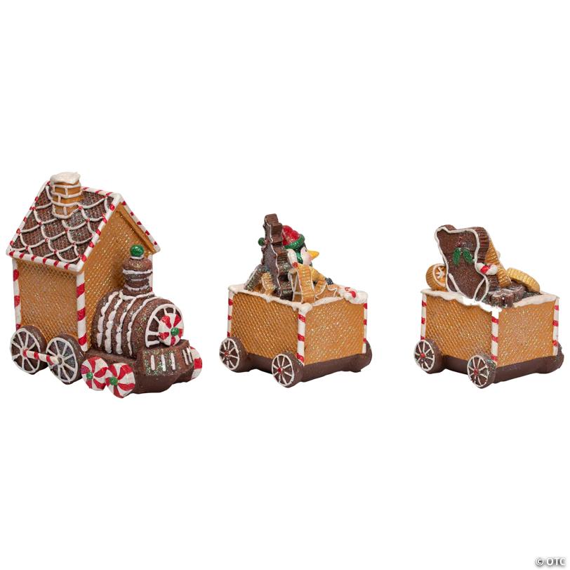 Gingerbread Candy Cane Train with Gingerbread Man Christmas Decoration - 5.5