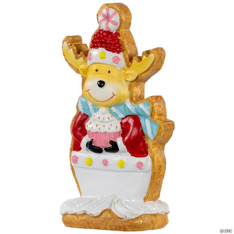 Gingerbread Reindeer with Cupcake Christmas Figurine - 7