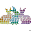 Gingham Bunnies Welcome Easter Wall Sign - 13.75
