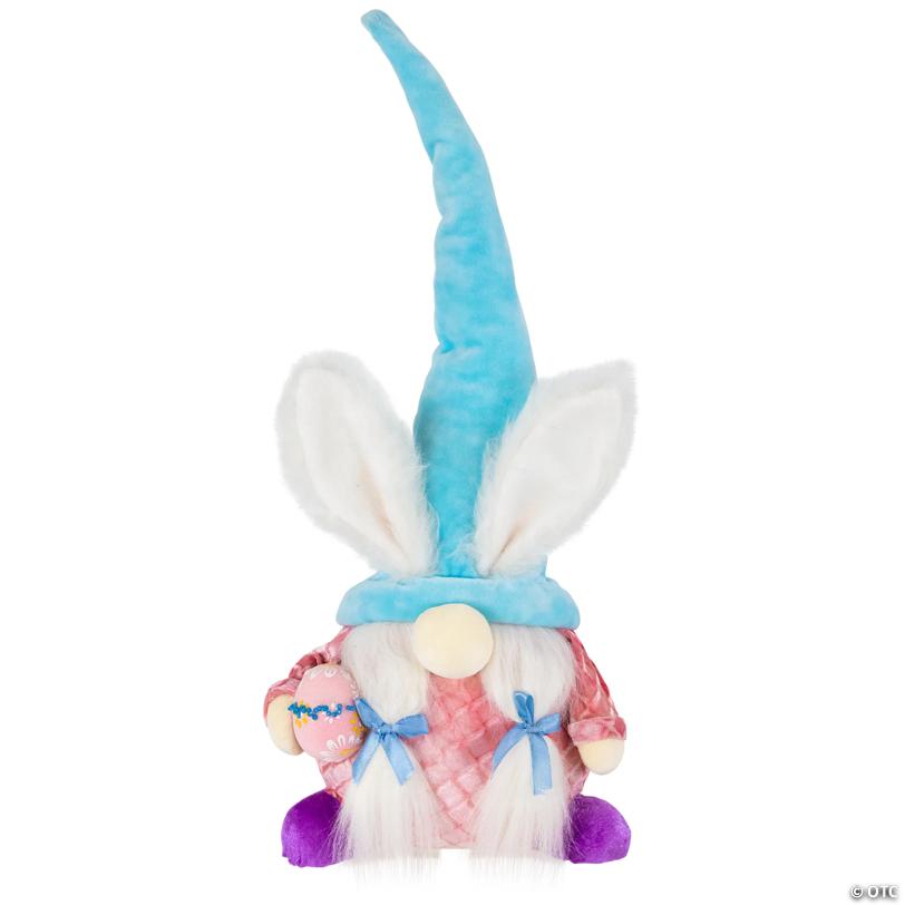 Girl Gnome Girl with Bunny Ears Easter Figure - 18.25" - Blue and Pink