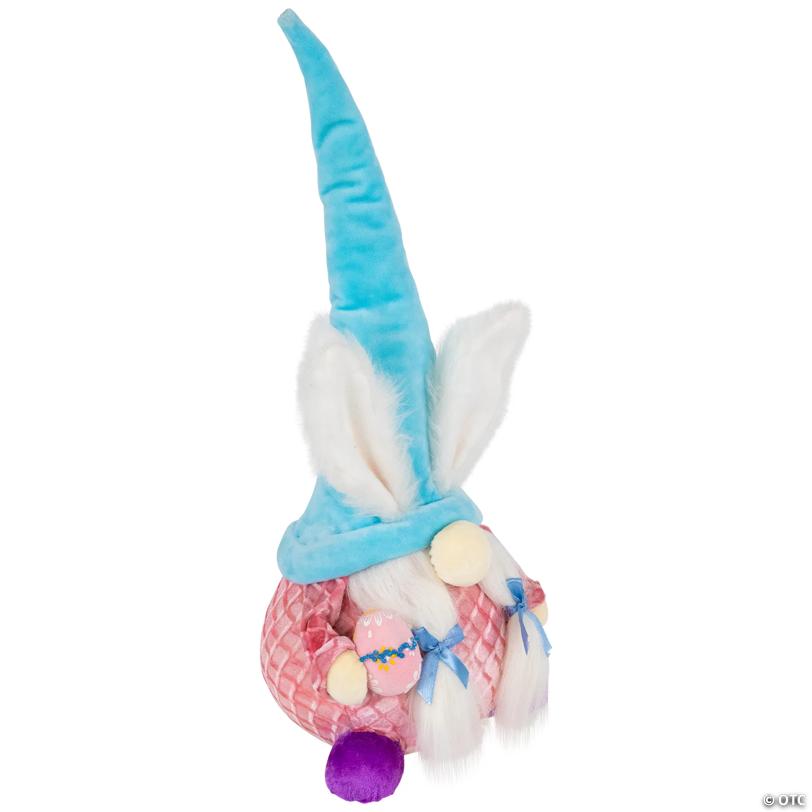 Girl Gnome Girl with Bunny Ears Easter Figure - 18.25" - Blue and Pink