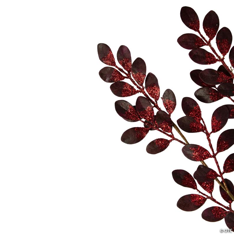 Glittered Leaves Artificial Christmas Spray - 37" - Red
