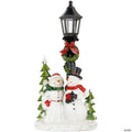 Glittered Snow Couple Under Lighted Street Lamp Christmas Decoration - 14