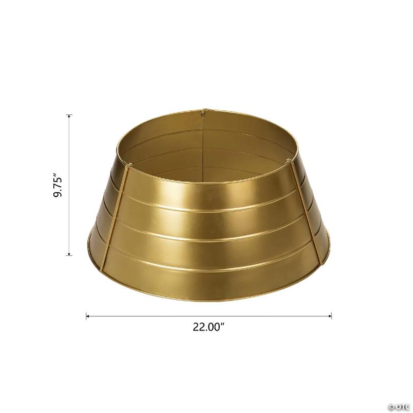 Glitzhome 22"D Christmas Painted Gold Metal Tree Collar (KD)