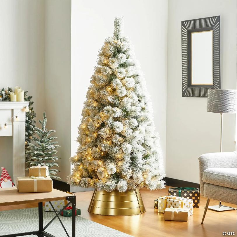 Glitzhome 22"D Christmas Painted Gold Metal Tree Collar (KD)