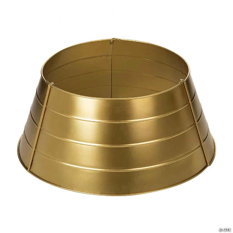 Glitzhome 22"D Christmas Painted Gold Metal Tree Collar (KD)