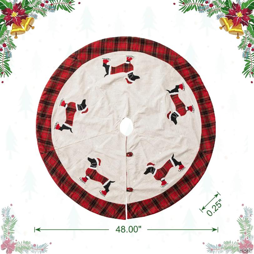 Glitzhome 48"D Fabric Christmas Tree Skirt - Dachshund