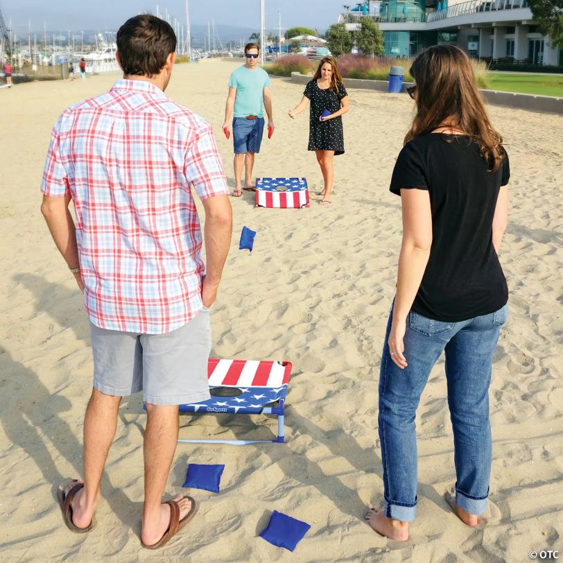 GoSports American Flag Portable Cornhole Game Set