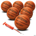 GoSports Indoor / Outdoor Rubber Basketballs - Six Pack of Size 7 Balls with Pump & Carrying Bag