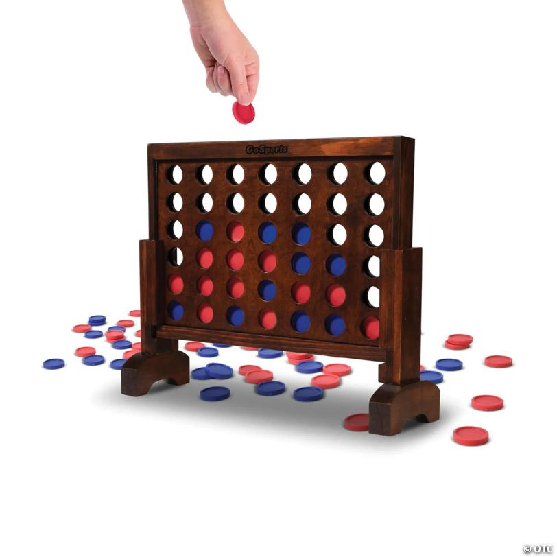 GoSports Premium 4 in a Row Game Dark Wood Stain – 1 Foot Wide