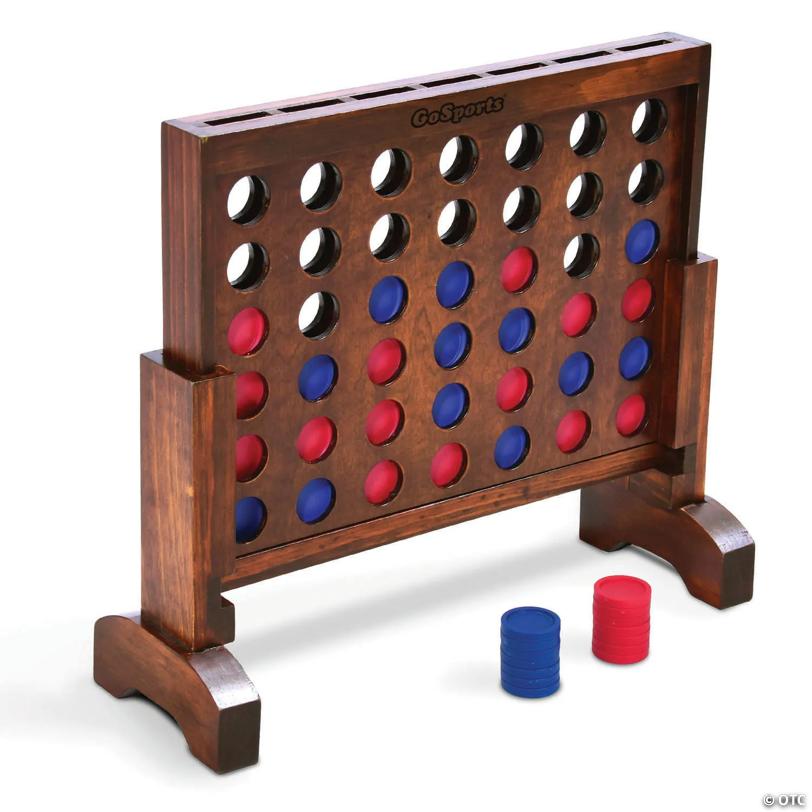 GoSports Premium 4 in a Row Game Dark Wood Stain – 1 Foot Wide