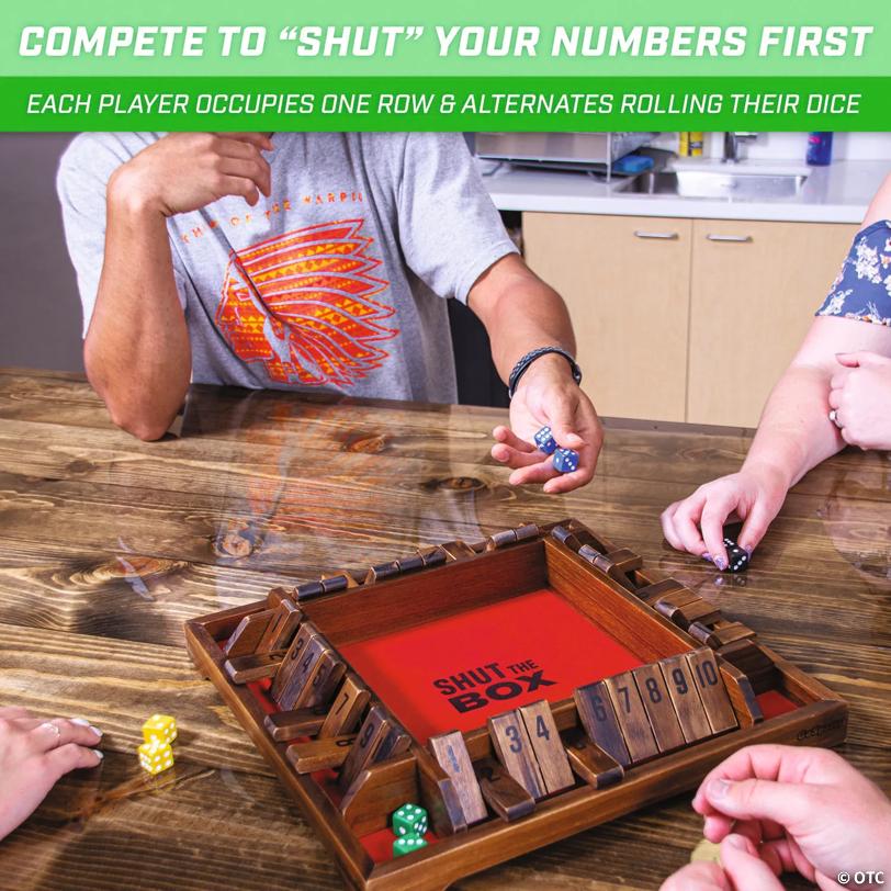 GoSports Shut the Box Premium Wooden Dice Game, Classic 4 Player Family Board Game