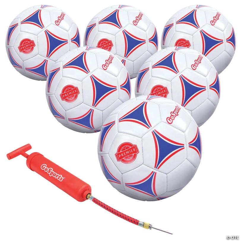GoSports Size 5 Premier Soccer Ball with Premium Pump - 6 Pack