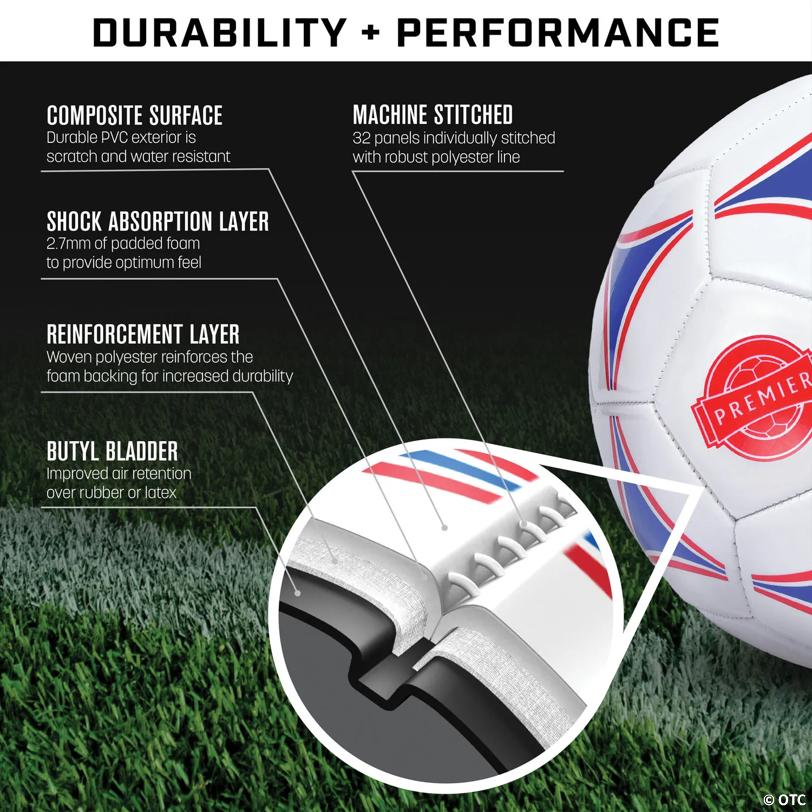 GoSports Size 5 Premier Soccer Ball with Premium Pump - 6 Pack