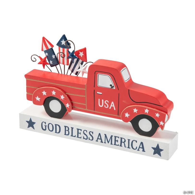 God Bless America Truck Tabletop Decoration