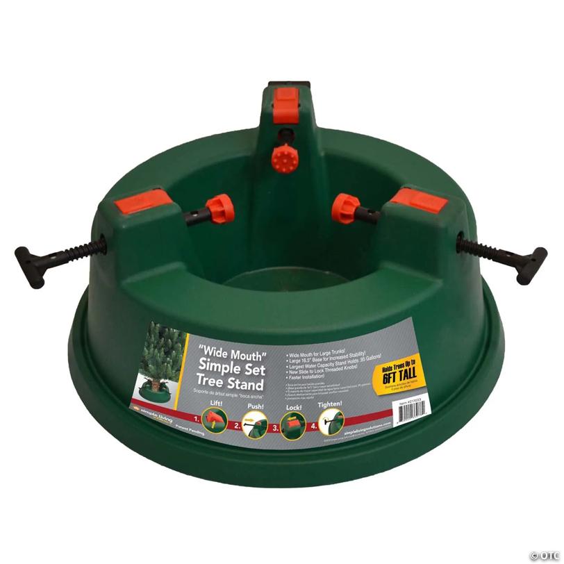 Green Wide Mouth Simple Set Live Christmas Tree Stand - Holds Trees up to 6ft