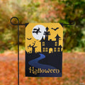 Haunted House with Flying Witch Halloween Outdoor Garden Flag - 18" x 12.5