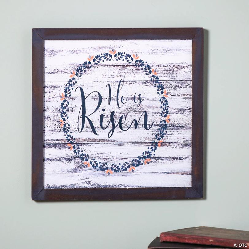 He Is Risen Rustic Wall Sign