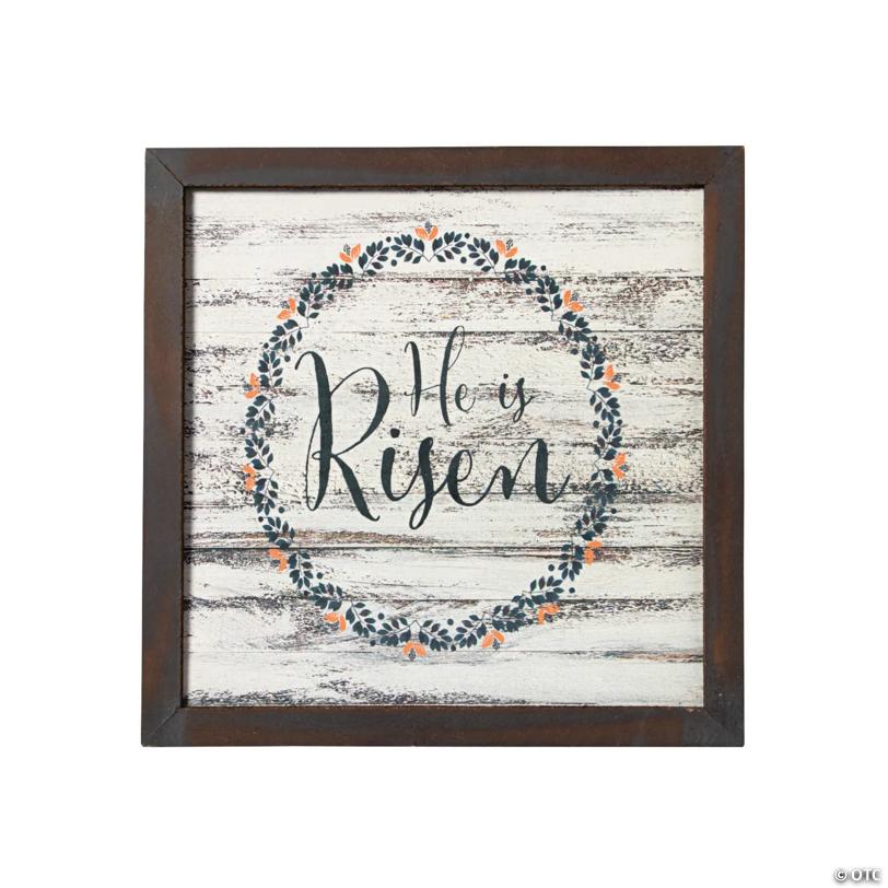 He Is Risen Rustic Wall Sign