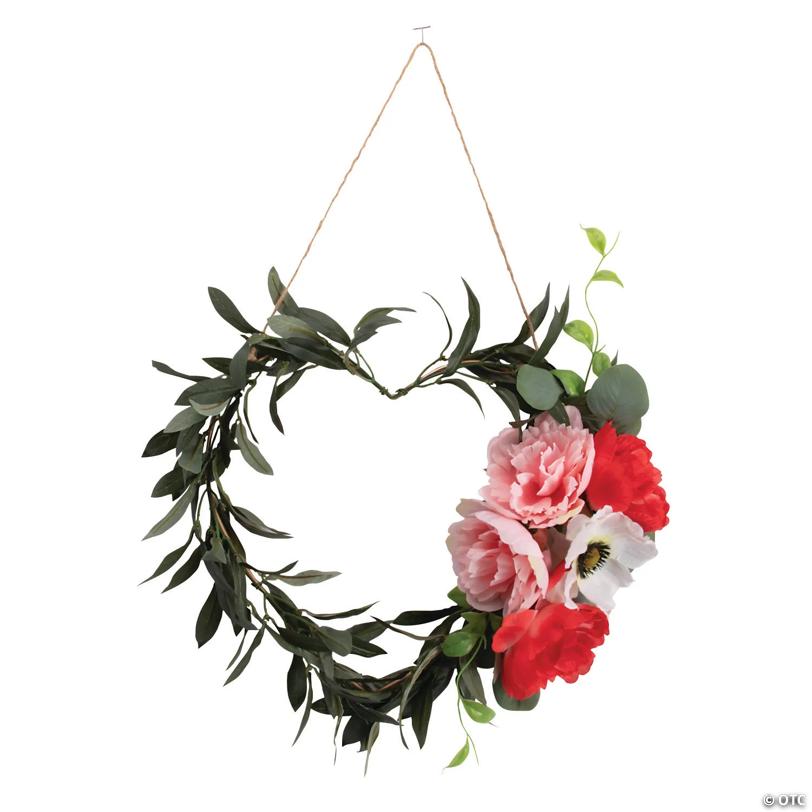 Heart-Shaped Peony Accent Faux Floral Wreath
