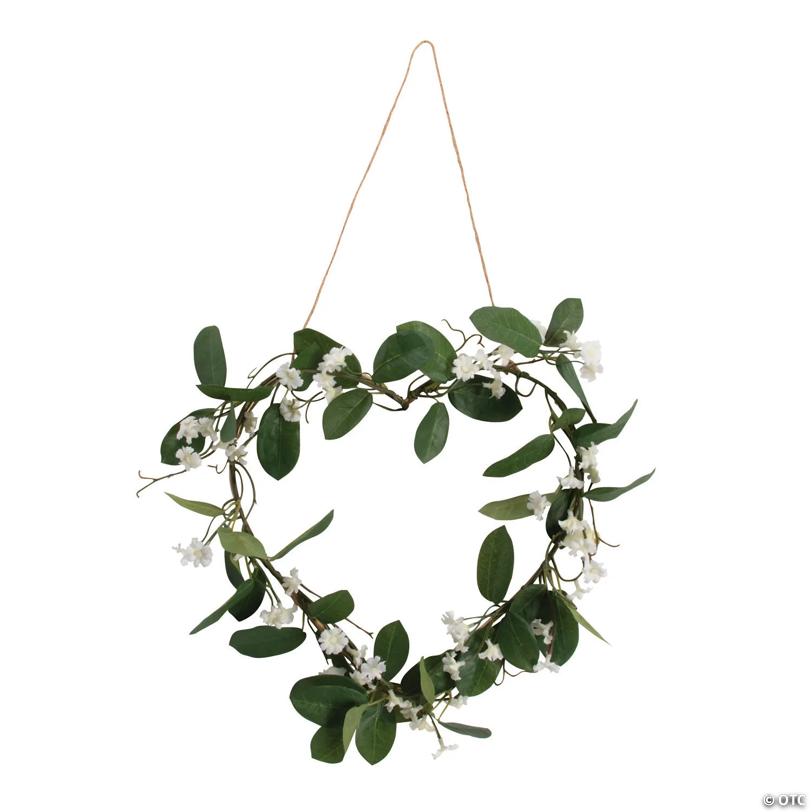 Heart-Shaped White Faux Floral Wreath