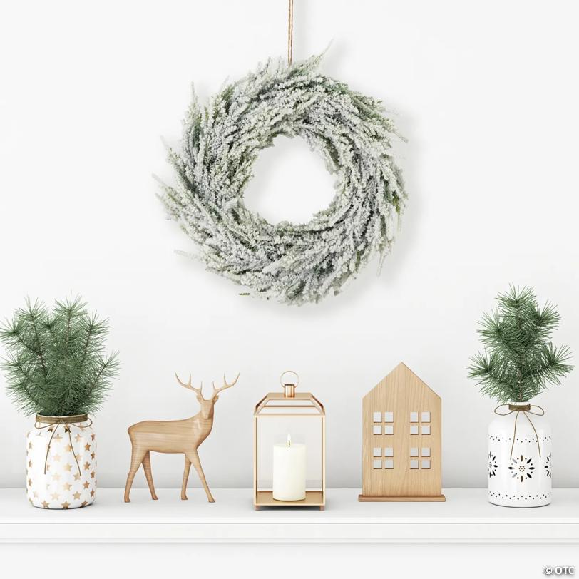Heavily Flocked Pine Artificial Christmas Wreath - 11.75" - Unlit