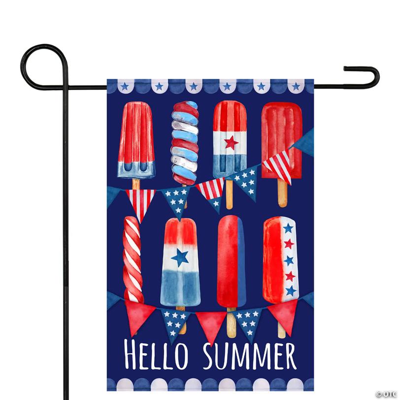 Hello Summer Patriotic Americana Popsicle Garden Flag 12.5" x 18