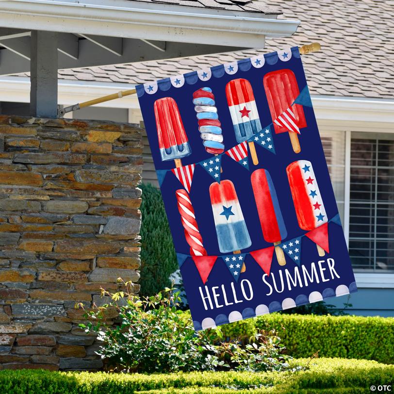 Hello Summer Patriotic Americana Popsicle Garden Flag 28" x 40