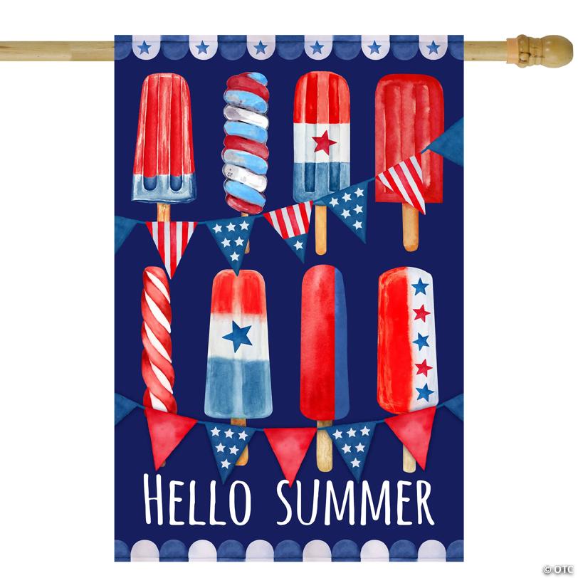 Hello Summer Patriotic Americana Popsicle Garden Flag 28" x 40