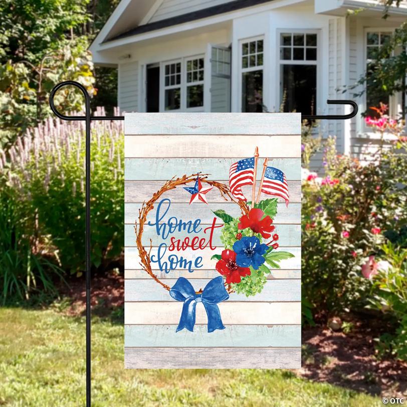 Home Sweet Home Patriotic Wreath Outdoor Garden Flag 12.5" x 18