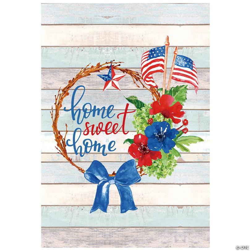 Home Sweet Home Patriotic Wreath Outdoor Garden Flag 12.5" x 18