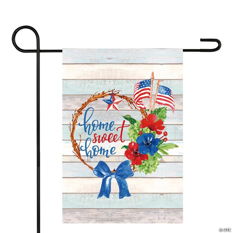 Home Sweet Home Patriotic Wreath Outdoor Garden Flag 12.5" x 18