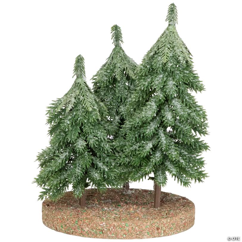 Icy Downswept Pine Trio of Trees Christmas Decoration - 8" - Unlit