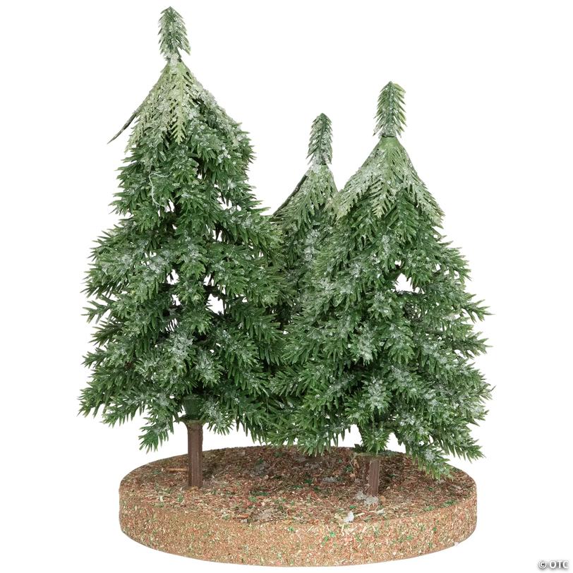Icy Downswept Pine Trio of Trees Christmas Decoration - 8" - Unlit
