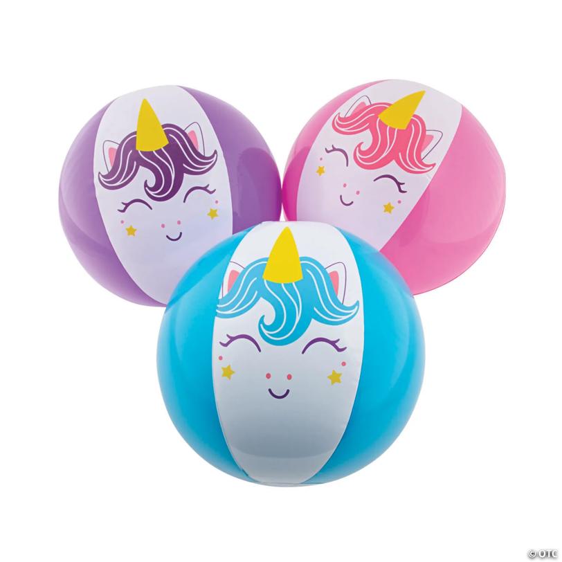 Inflatable 11” Unicorn Medium Beach Balls - 12 Pc.