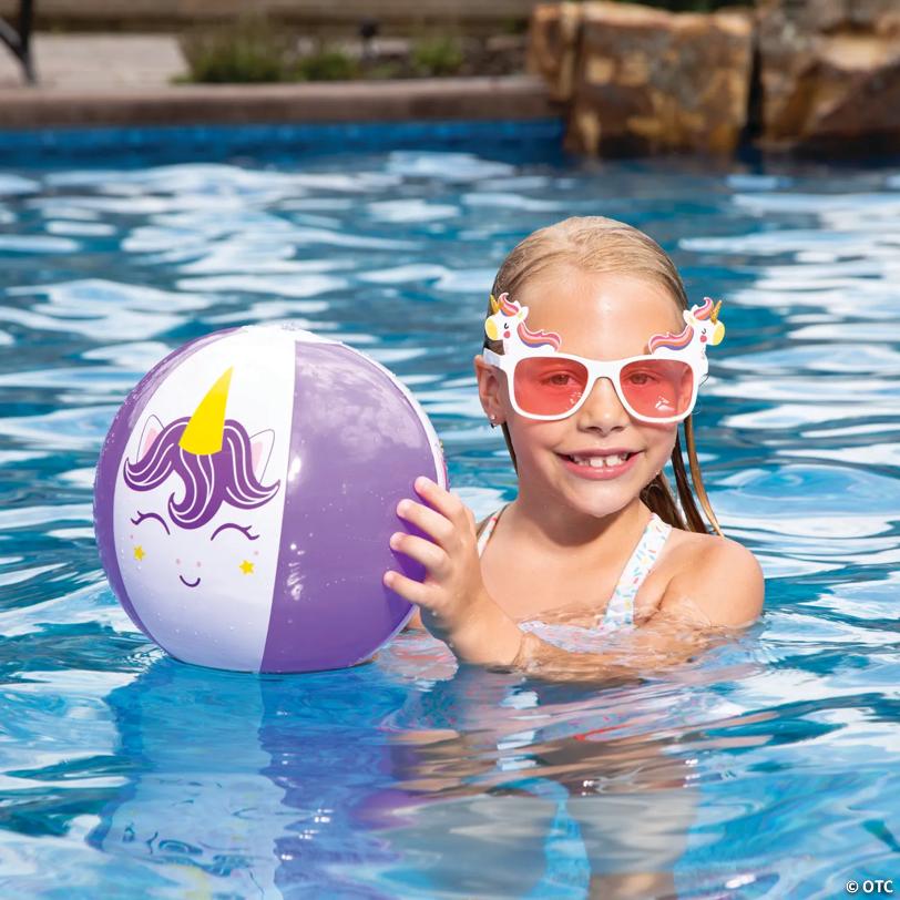 Inflatable 11” Unicorn Medium Beach Balls - 12 Pc.